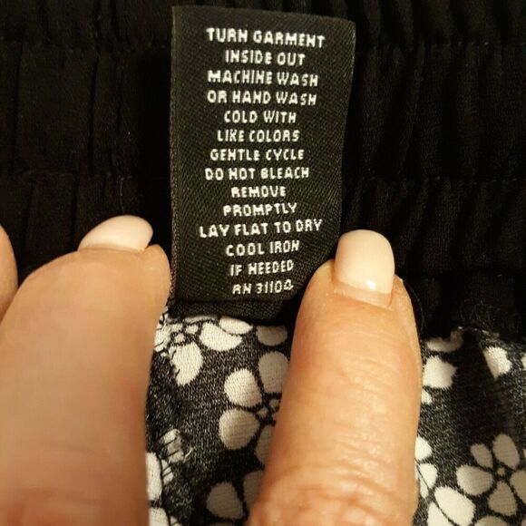 New Directions Womens Palazzo Pants Size S Polyester Floral Print Blk/White - Picture 9 of 10